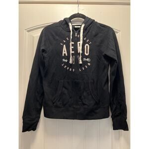 NWT Aeropostale‎ Women’s East & West Coast Full-Zip Hoodie Size S Black Lounge